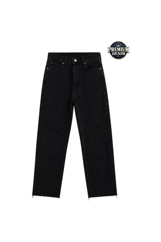 Vadon 1056 Kadın Yüksek Bel Pis Paça Wide Leg Jean Pantolon Siyah