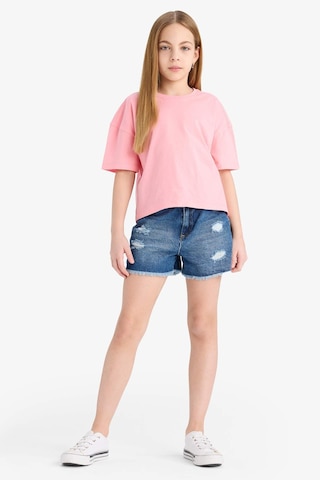 Defacto Kız Çocuk Relax Fit Bisiklet Yaka Basic Düz Kısa Kollu Tişört Z5095a625smpn323 Pembe