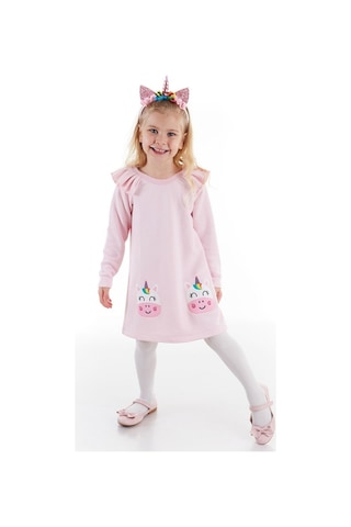 Denokids Cowcorn Kız Çocuk Elbise Pembe