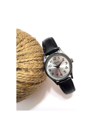 Retro Kadın Kol Saati, Vintage Tasarım, Klasik Tasarım, Siyah Kasa, Minimal Tasarım, Kayışlı Siyah Altın