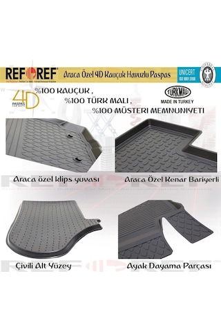 Volkswagen Caddy Paspas 2021 2025 Refref 4D Havuzlu Paspas Kauçuk