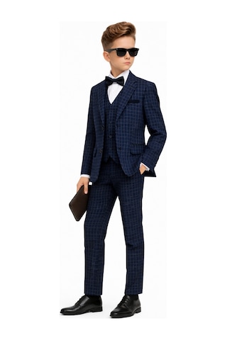 Ahengim Erkek Çocuk Slim Fit Dokulu Çizgili Klasik Takım Elbise Ak197-198 Lacivert