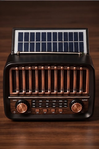 Güneş Enerjili Nostaljik Radyo Şarjlı Bluetooth Hoparlör Taşınabilir Retro Tasarım K-371s