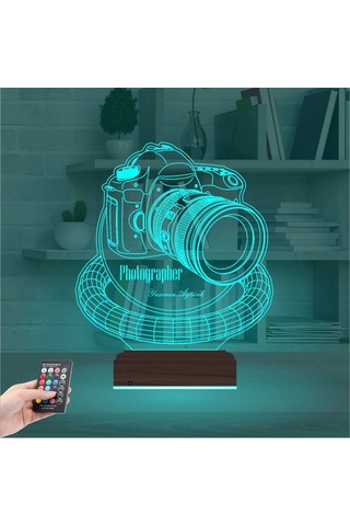 Luvivia Photographer Fotoğraf Makinesi Fotoğrafçı Kişiye Özel 3d Lamba - Masa Gece Lambası Şeffaf