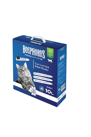 Bosphorus Aktif Karbonlu Topaklaşan Grey İnce Doğal Kedi Kumu 3 x 10 L