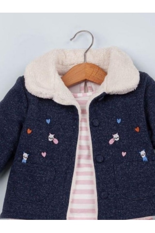 Baby Rose Kız Bebek Örme Kot Ceket Pantolonlu 3 Lü Takım-14925 Çok Renkli
