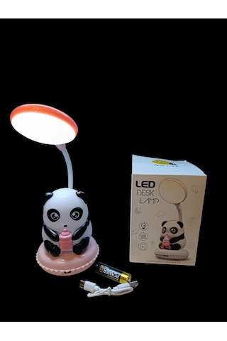 Panda Figürlü Katlanabilir Ve Şarjlı Pilli Led Masa Lambası Çok Renkli