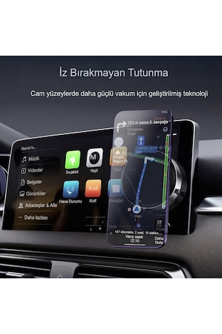 Cam Ayna Ekrana Yapışan Vantuzlu Magsafe Manyetik Şarjlı Telefon Tutucu Siyah Renkli