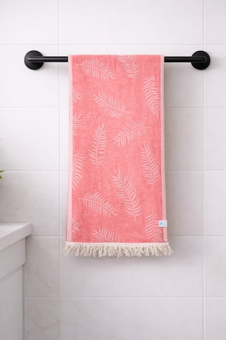 Aquatolıa Doğa Peştemal - %100 Pamuk- 100x180- Peştemal- Plaj Havlusu- Yaprak Desen Kırmızı