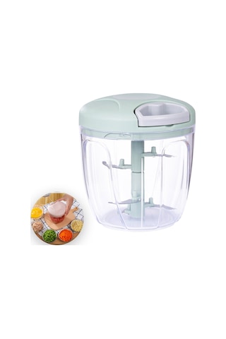 Monyee 420 Paslanmaz Çelik Bıçaklı El Çekmeli Yemek Dilimleyici, 900ml, Yeşil - Elektriksiz, Lehimli, Kolay Temizlenir, Kamp/rv Uygun Yeşil