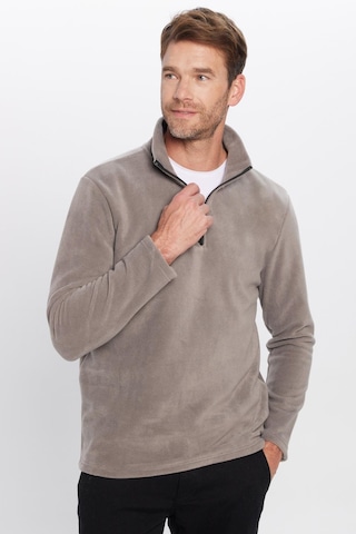 Tudors Unisex Standart Fit Anti-pilling Tüylenme Yapmayan Soğuk Geçirmez Gri Bato Yaka Polar Sweatshirt-30142 Gri
