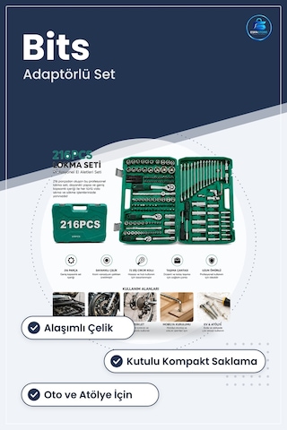Lokma Soket Seti Bits Adaptörlü Krom Vanadyum Çelik Koçan Tamir O