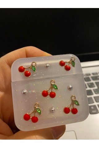 Apple Uyumlu iPhone 1/2. Nesil Koruyucu Bluetooth Kulaklık Kılıfı Kirazlar Airpods 1/2. Nesil