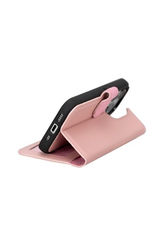 Plm Apple İphone 15 Pro Uyumlu Deri Cüzdanlı Kılıf Mwwn Nu2 Pembe Acı Kahverengi