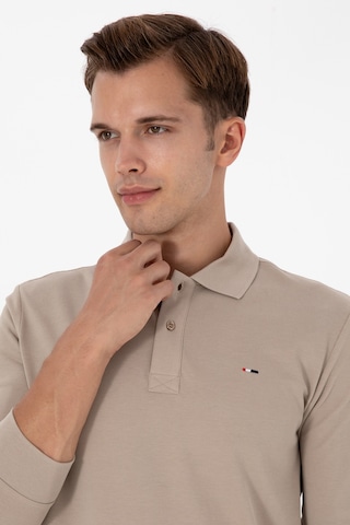 U.S. Polo Assn. Erkek Regular Fit Polo Yaka Koyu Bej Basic Sweatshirt 50315941-VR088