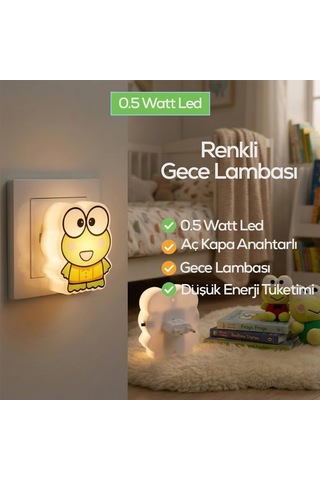 Softled-7033 Kurbağa Figürlü Renkli Gece Lambası - 0.5w 3 Led- 10'li Paket Diğer