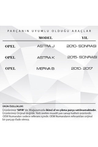Opel Astra J, Astra K, Meriva B İçin Ön Silecek Kapağı