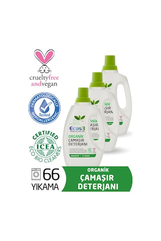 Ecos3 Organik Sıvı Çamaşır Deterjanı 22 Yıkama 3 x 750 ML