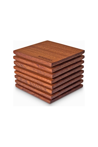Woodsaka 8'li Bardak Altlığı Seti - Sapele Ağacından Ahşap