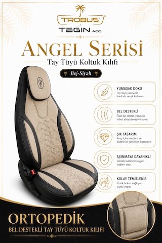 Kia Cerato 2004 Ve Sonrası Uyumlu Angel Serisi Tay Tüyü Koltuk Kılıfı Bej Siyah