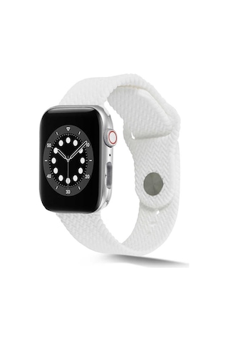 Ekılıf - Apple Uyumlu Watch 44mm - Kordon Silikon Kordon Krd-37 - Beyaz