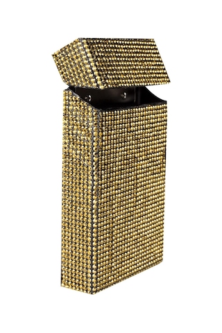Nesgıft Kadın Gold Swarovski Taşlı Ince Uzun Sigara Kutusu