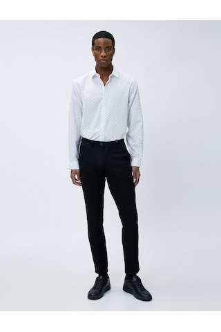 Koton Spor Gömlek Geometrik Detaylı Klasik Yaka Slim Fit Non Iron Beyaz Desenli 4wam60015hw 4WAM60015HW0D0 Beyaz