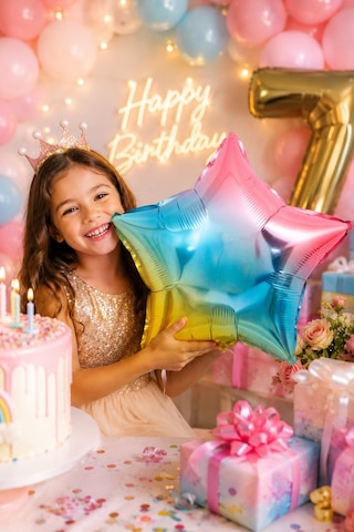 Folyo Balon Yıldız Rainbow 18 İnç 45 Cm Renkli Doğum Günü Parti Kutlama Süsleme Dekor Balonu Çok Renkli