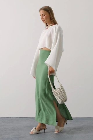 Defymoda Yarasa Kollu Crop Bluz - Beyaz Beyaz