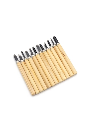 Sones 12 Adet / Set Çeşitli Ahşap Oyma Aletleri Seti Paslanmaz Çelik Bıçak Ve Ahşap Saplı Diğer