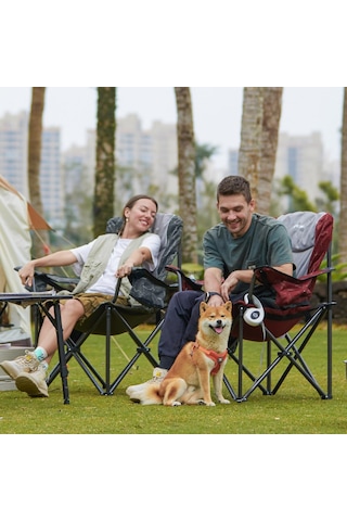 Kingcamp Juniper Bel Destekli Ultra Konforlu Xl Kamp Sandalyesi Red/grey Gri - Kırmızı