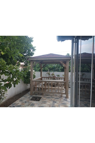 Ahşap Kamelya Bahçe Gölgeliği Pergola Oturma Alanı Maun