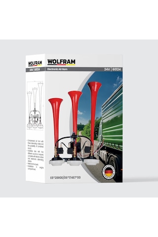 24 Volt Havalı Korna 3 Borulu Saydırmalı Dali Dali Wolfram 60124