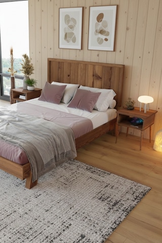 Renazzo Hüma Dikey Başlıklı Masif Ahşap Karyola Ve 2 Adet Ceviz 160x200 Ceviz - 160 X 200
