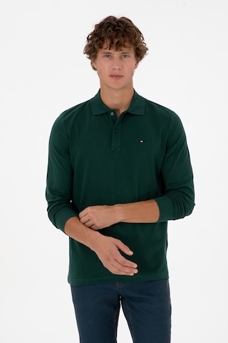 U.S. Polo Assn. Erkek Regular Fit Polo Yaka Koyu Yeşil Basic Sweatshirt 50315941-VR079