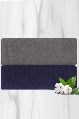 2 Li Lüks El Yüz Havlu Seti 50x90 Cm %100 Pamuklu Gramajlı Grinja Lacivert