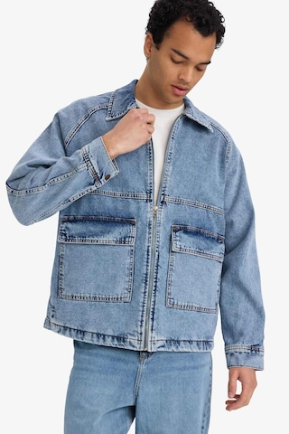 Defacto Relax Fit Fermuarlı Denim Ceket F0097ax25aunm39 Mavi