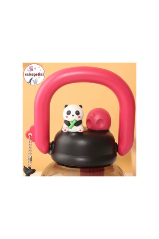 Panda Su Matarası Kawaii Suluk Panda Figürlü Su Şişesi Panda Matara Pipetli Matara Aroma Filtresi Detox Filtreli Charmlı Sevimli Panda Suluk 800ml Kırmızı