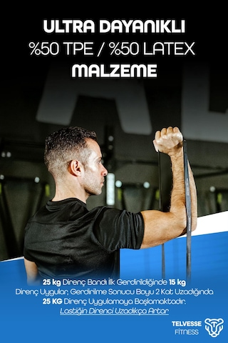 5+15+25+35 Kg 4'lü Set Barfiks Lastiği Gym Resistance Band Antrenman Kas Geliştirme Bandı 4 Boy