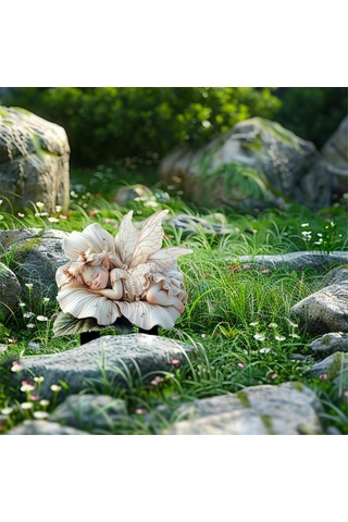 Beyaz Lotus Peri Bahçesi Kazığı Akrilik Çiçek Saksısı Dekorasyonu