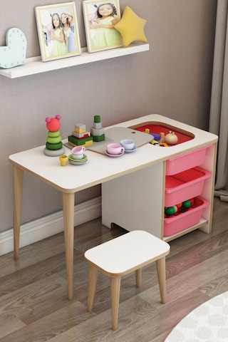 Moniev Çocuk Çalışma Masası Oyun Ve Etkinlik Masası Yaz Sil Pembe Pembe