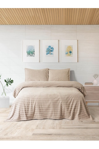 Merinos Modern Twist 3 Parça Çift Kişilik Battaniye Seti Kutulu 220x240 Mocha Mocha