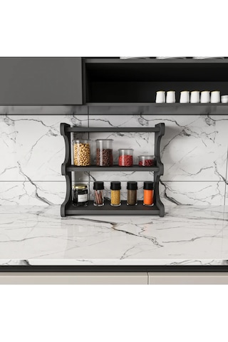 Alpa Ev Mobilya 3 Katlı Tezgah Üstü Mutfak Rafı, Baharatlık Ve Modern Düzenleyici Tasarım Antrasit