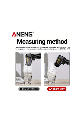 Boatshop1 1 Adet Aneng Th202 Black Kızılötesi Termometre Higrometre Temassız Ölçüm -50-600 Lcd Ekran Abs Pil İle Çalışır