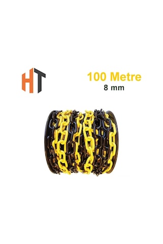 100 Metre Plastik Zincir Sarı-siyah Kalın 8mm