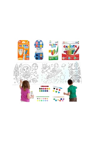Carioca 4'lü Boyama Seti +lino Yapışkanlı Boyama Kağıdı 86x20 Cm Dream Space