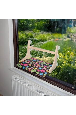 Gobypet Güçlü Vantuzlu Kedi Cam Yatağı, Cama Asılan Ahşap Kedi Yatağı, Pencere Önü Dinlenme Ala