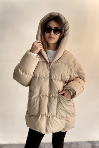 Nombre D'or1 Kadın Bej Kapüşonlu Oversize Şişme Mont Bej Bej