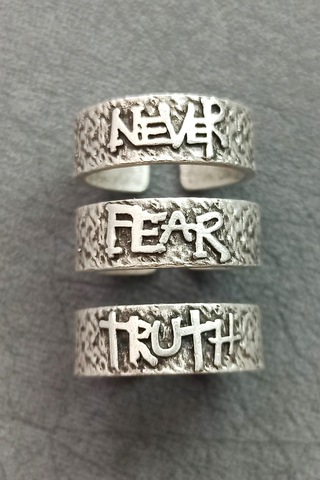 Never Fear Truth Johnny Depp Yüzüğü Erkek Yüzük Seti Gümüş Kaplama Ayarlanabilir El Yapımı Yüzük