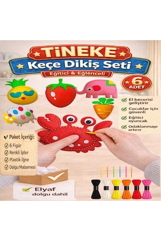 Tineke Çocuklar Için 6 Adet Kendin Yap Montessori Keçe Dikiş El Sanatları Seti 6  Pcs